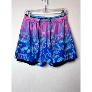 Chubbies The Hydrofoils Blue Pink Tropical Lined Swim Trunks M